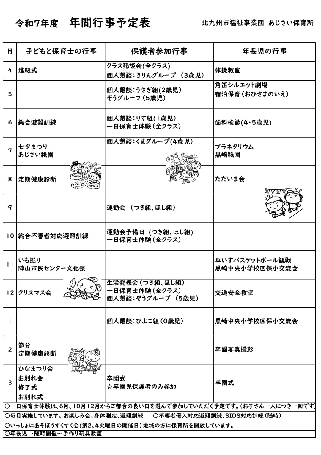令和7年度　年間行事予定表
