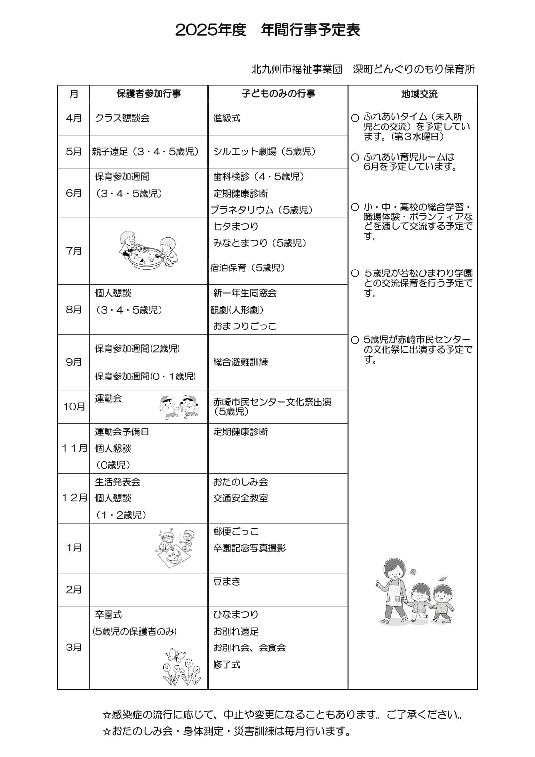 2025年度　年間行事予定表