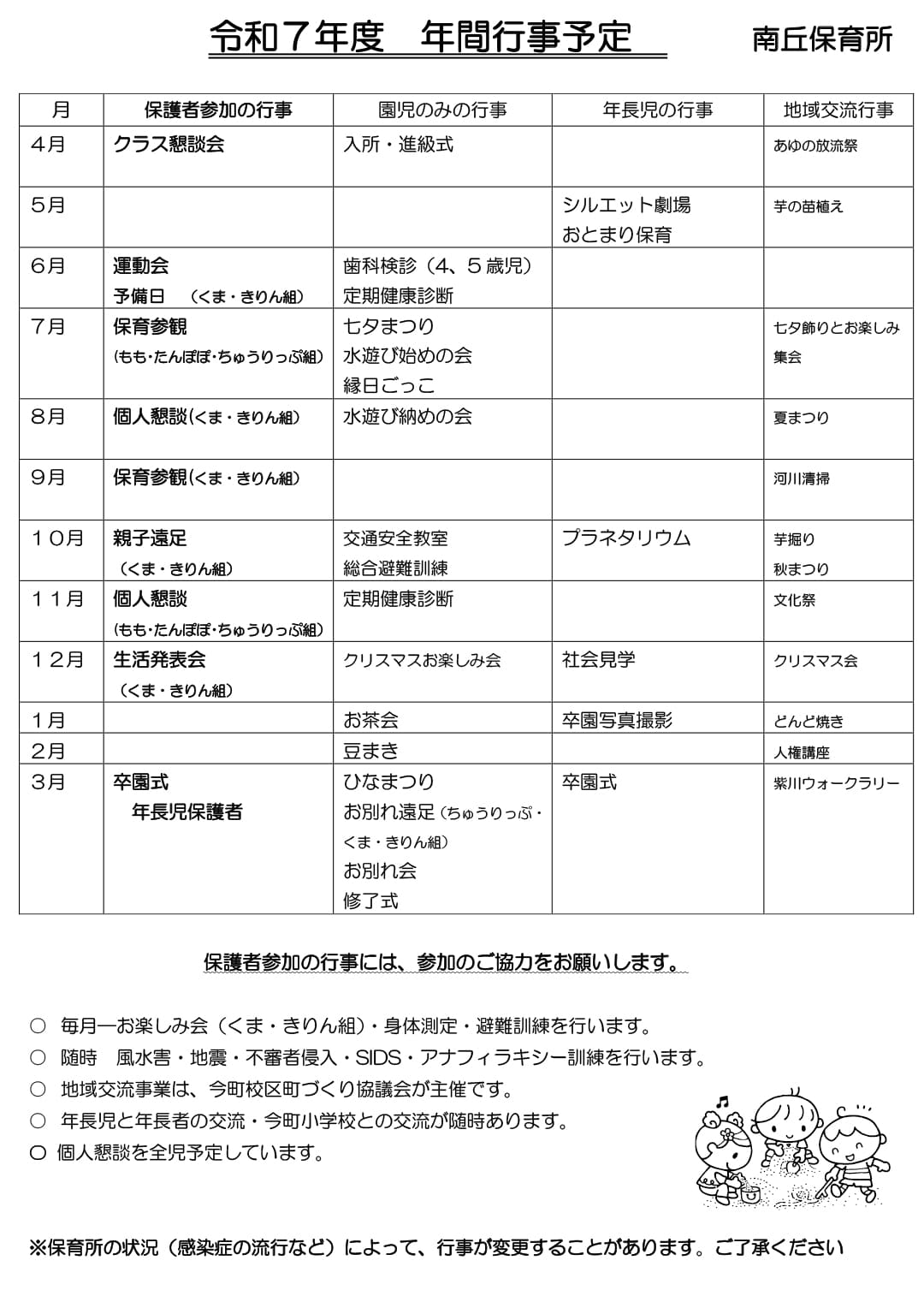 令和7年度　年間行事予定